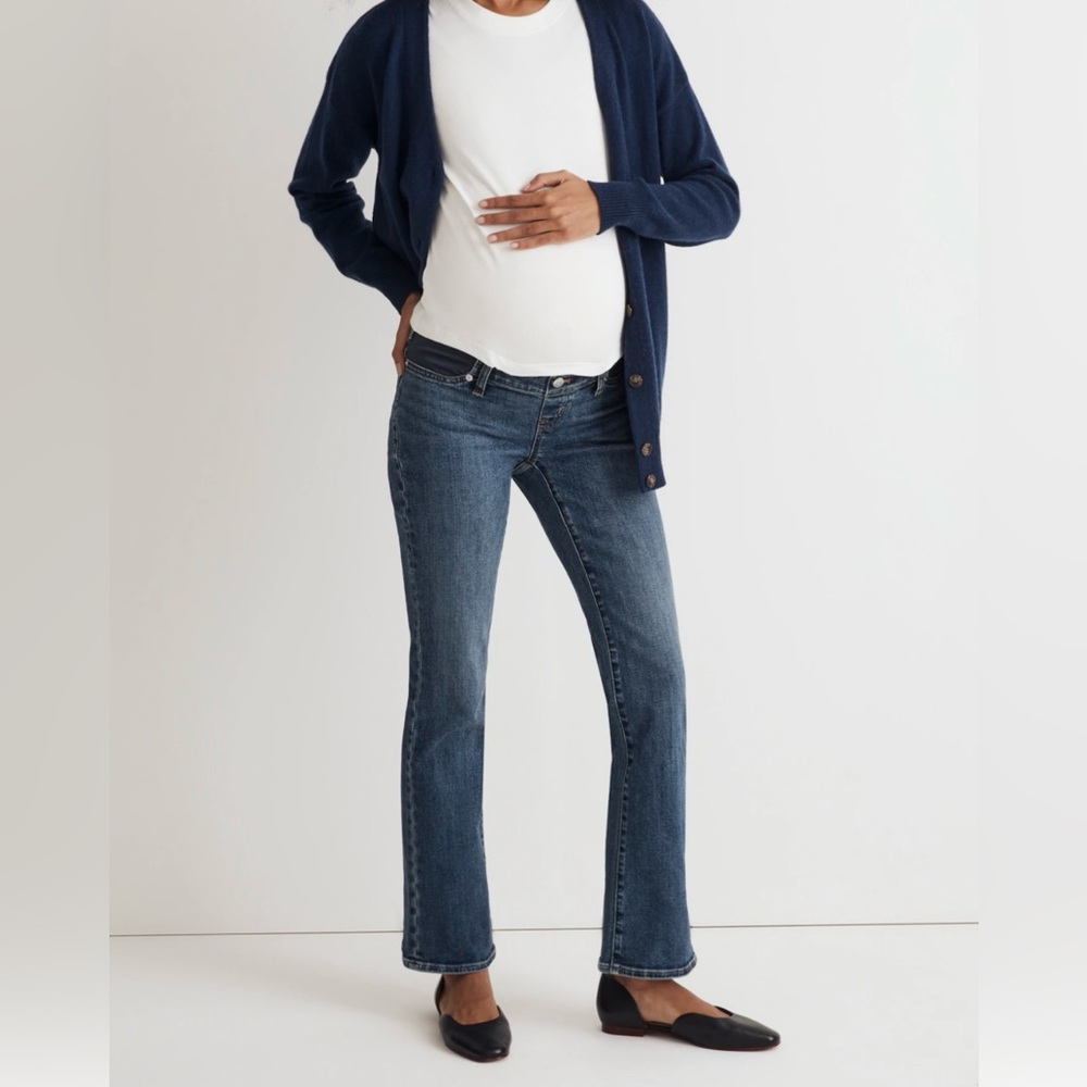 Madewell Maternity Side-Panel Kick Out Crop Jeans in Arlen Wash - Sz 27